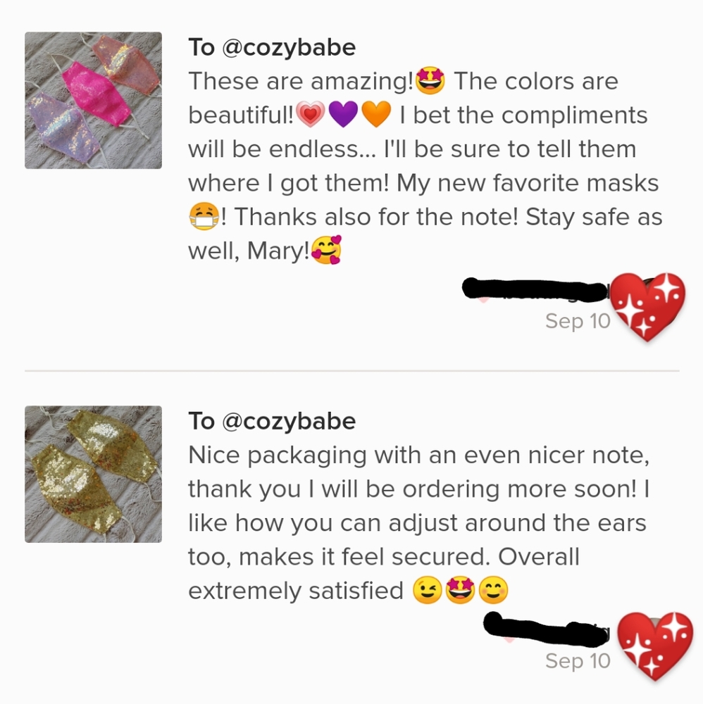 2 for $22 / Mix & Match sparkly sequin face masks - Picture 5 of 8